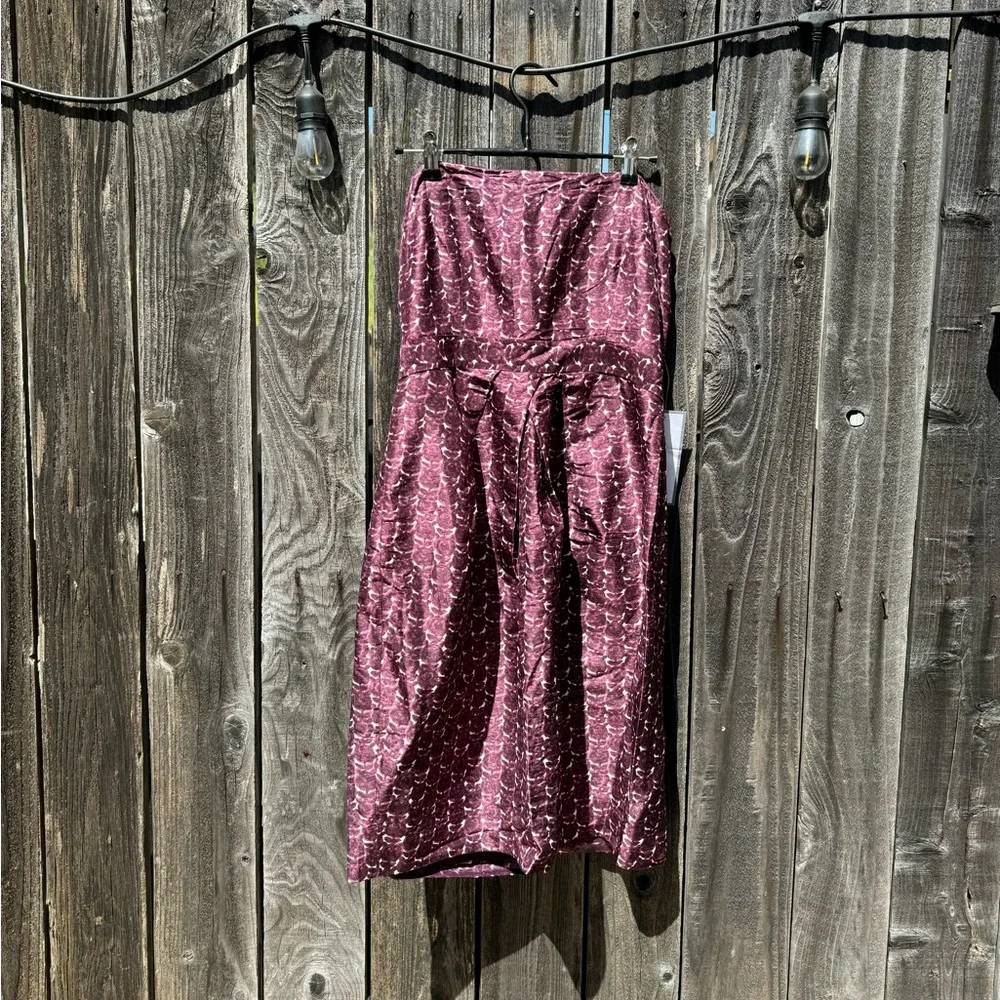 J. Crew Ashley Strapless Sweetheart Magenta and White Rose Print Silk Dress 8